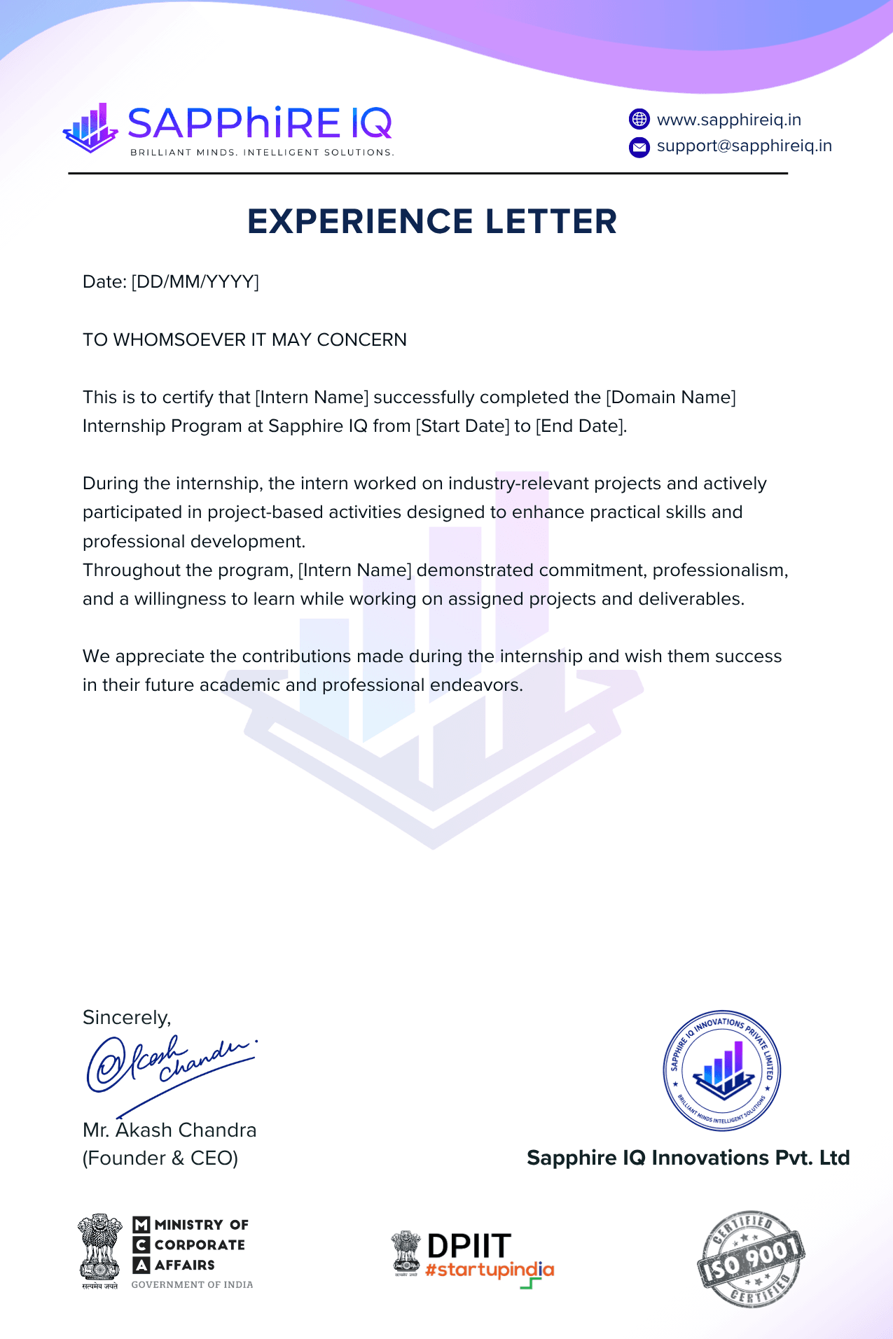 Experience Letter
