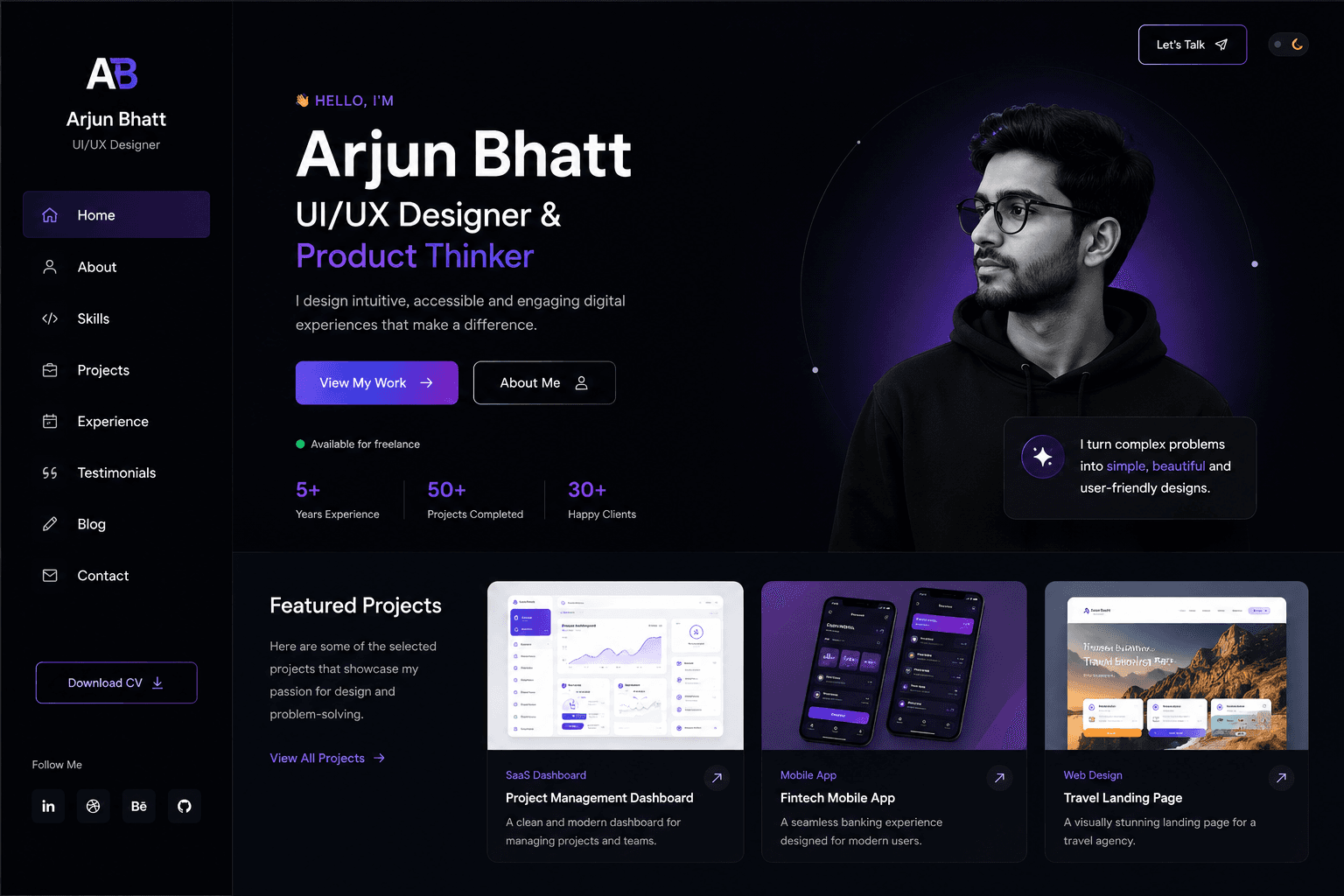 Portfolio Website Design — UI/UX sample project