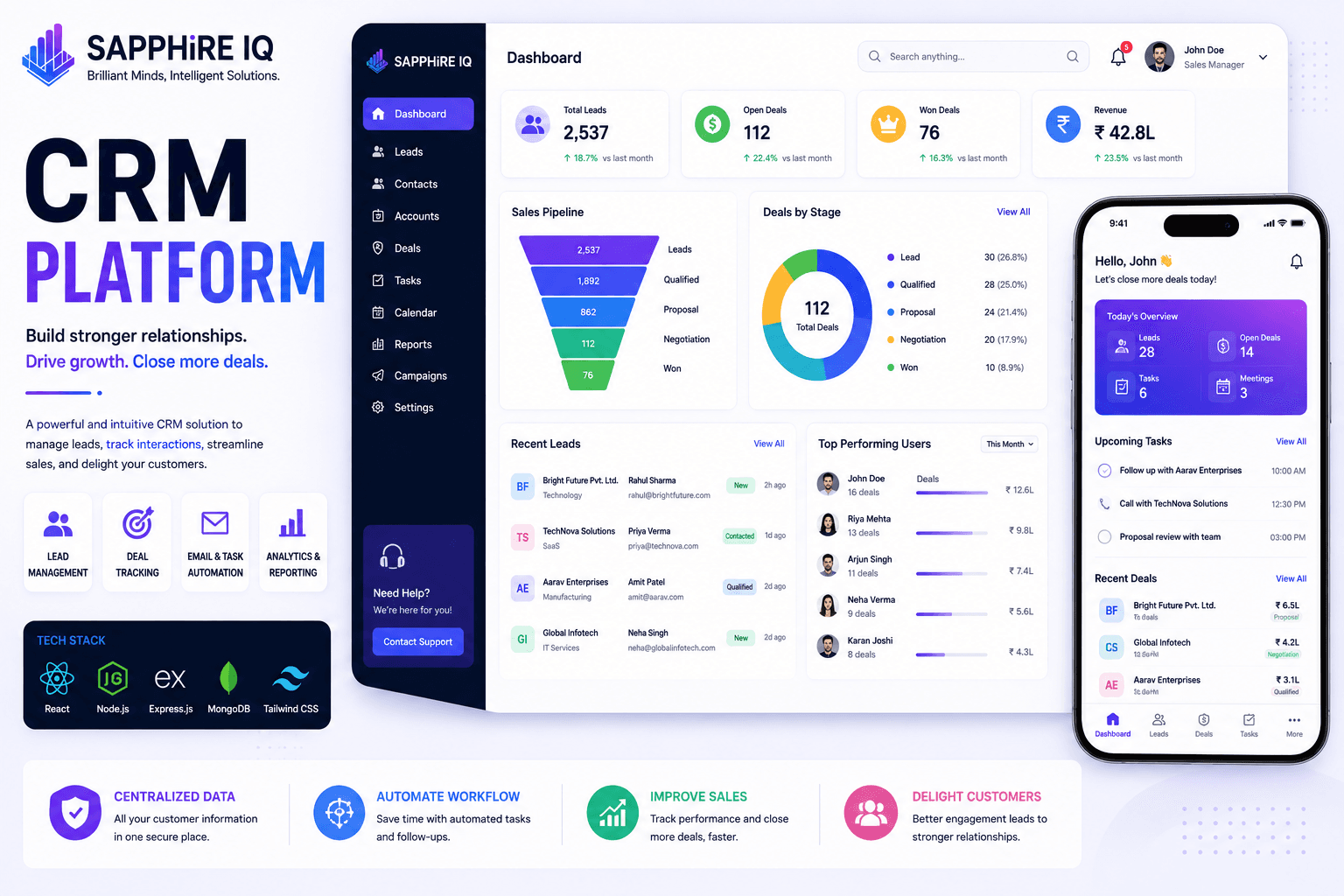 CRM Platform — Full Stack Development sample project