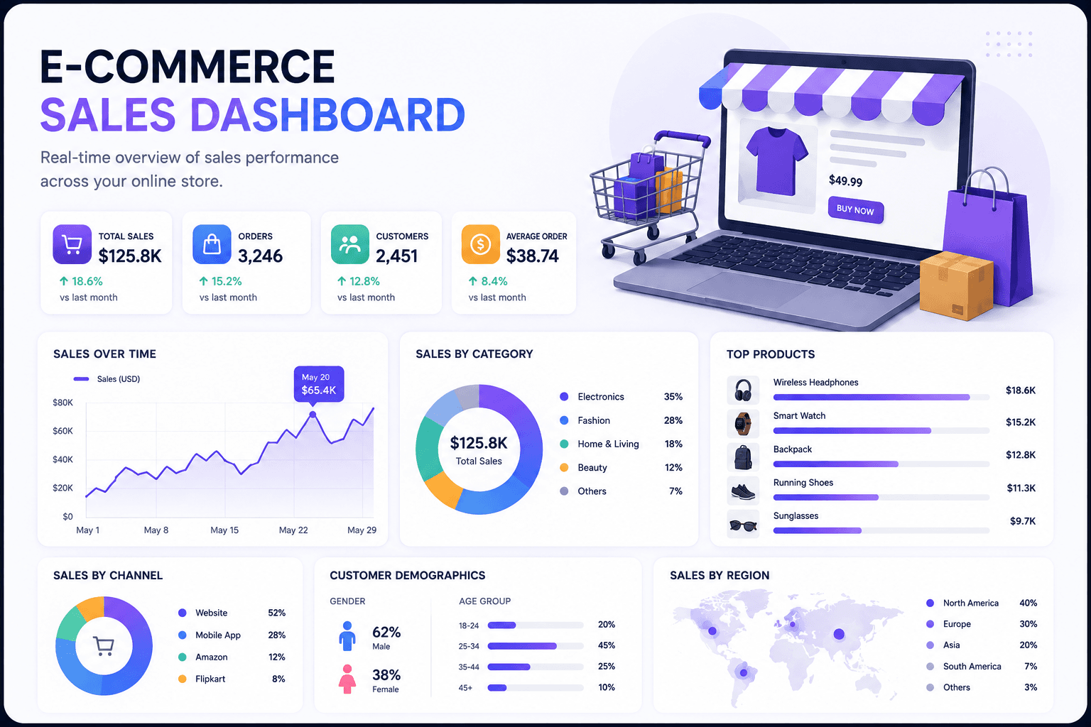 E-commerce Sales Dashboard — Data Science sample project