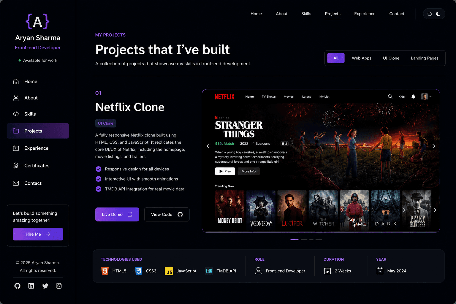 Netflix Clone — Frontend Development sample project