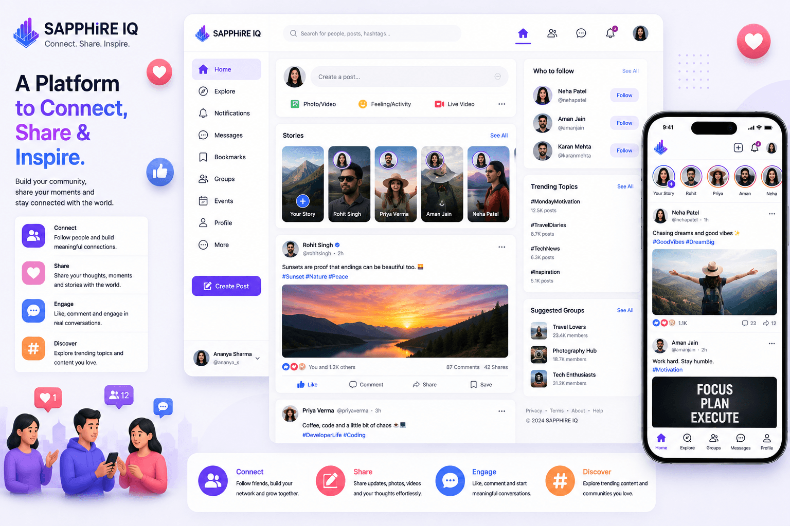 Social Media Platform — Full Stack Development sample project