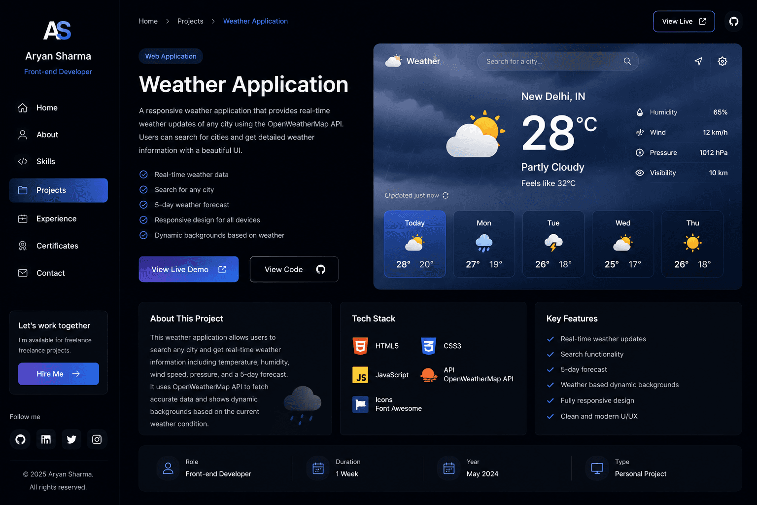 Weather Application — Frontend Development sample project